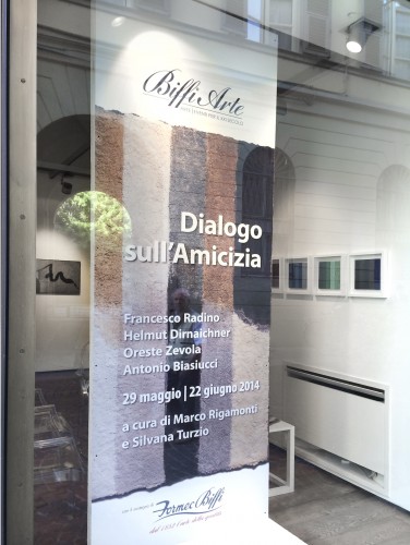 Unter dem Titel Dialogo sull'amiciza zeigen Helmut Dirnaichner und der Fotograf Francesco Radino ihre Werke in der Galleria Biffi Arte in Piacenza 2014.