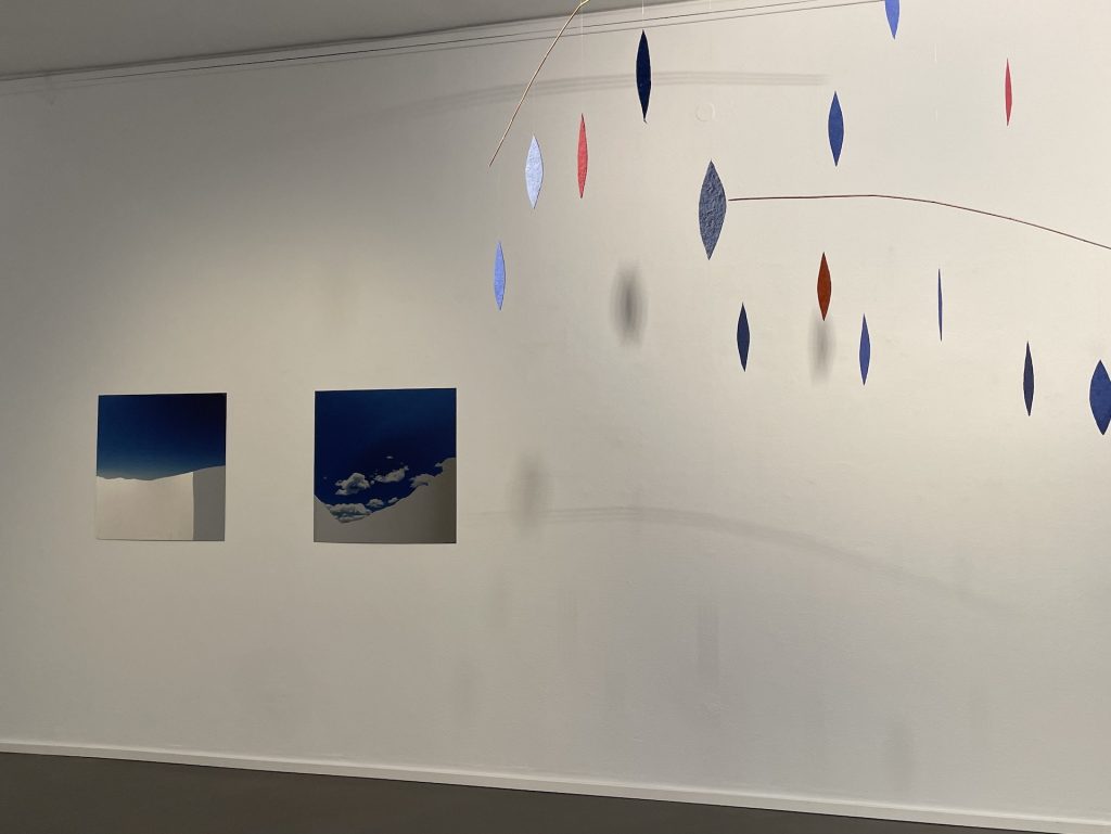 Sassi volanti ist eine schwebende Arbeit von Helmut Dirnaichner, in Bewegung, in der Sammlung Museum Pfalzgalerie Kaiserslautern, derzeit zu sehen in der Ausstellung mpk:Sichtweisen - WARUM BLAU?